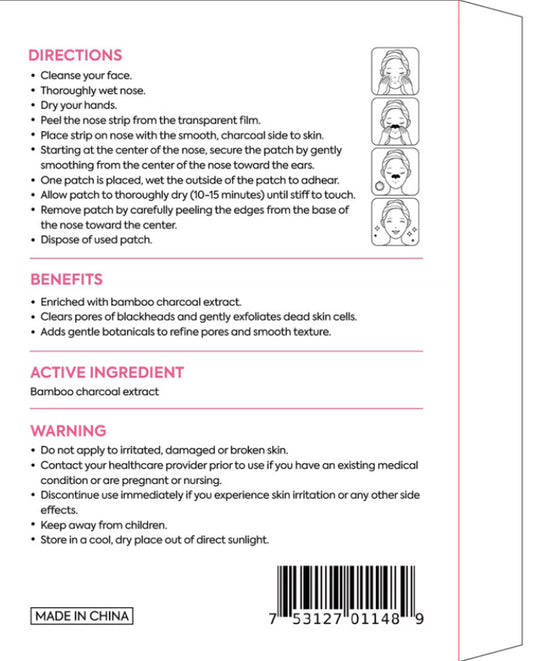 Patch Stash BLACKHEADS BE GONE Charcoal Pore Strip– 10 Count, Deep Cleansing Blackhead Remover Nose Strips