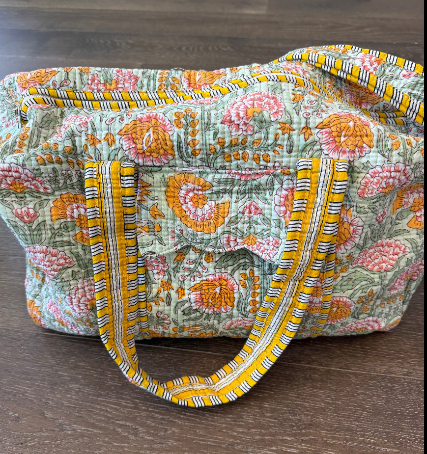 Block Print Quilted Duffel