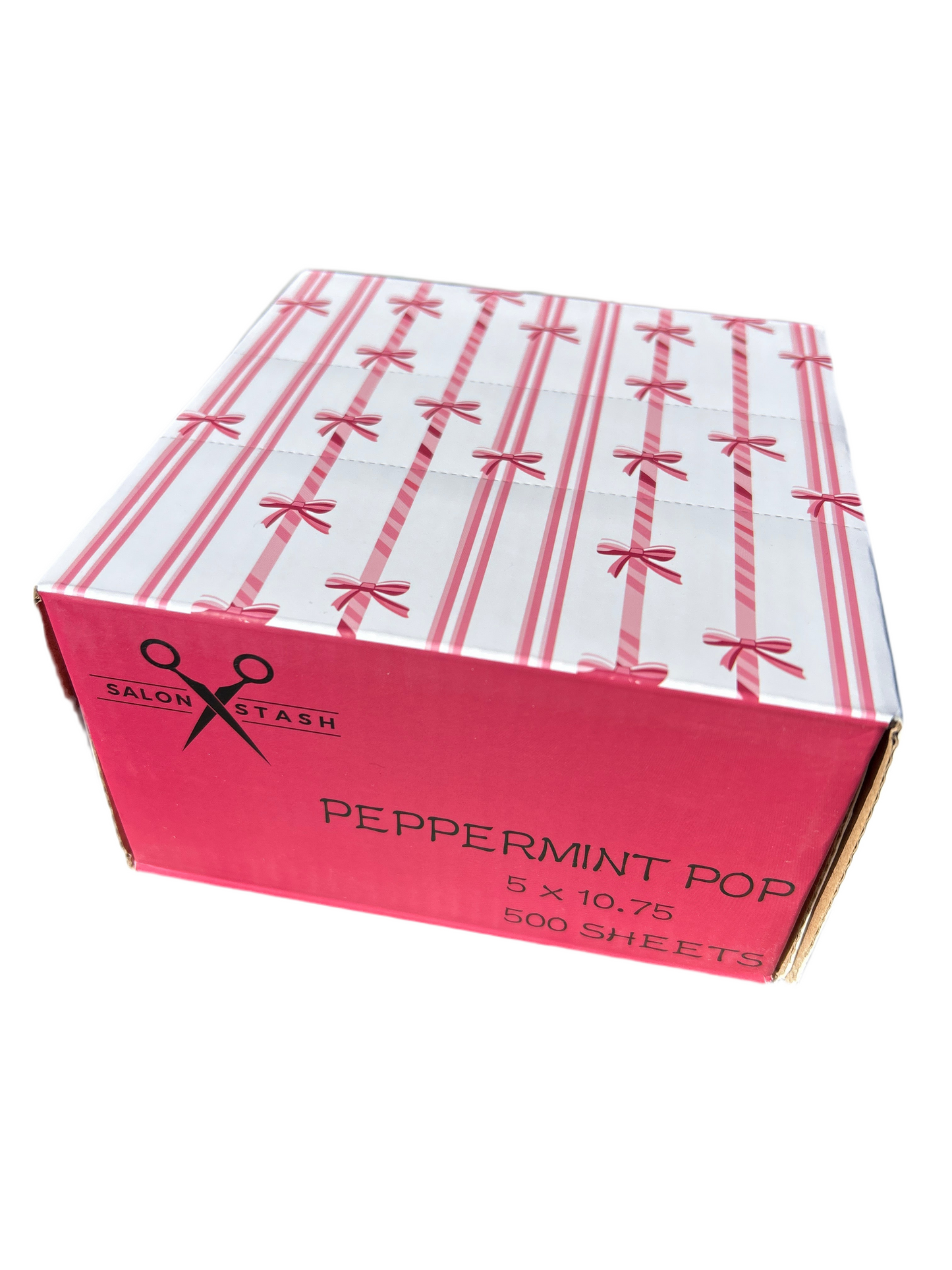 Salon Stash CHRISTMAS PEPPERMINT BOWS  Pre-Cut, Pop-up Hair Foils – 500 Sheets