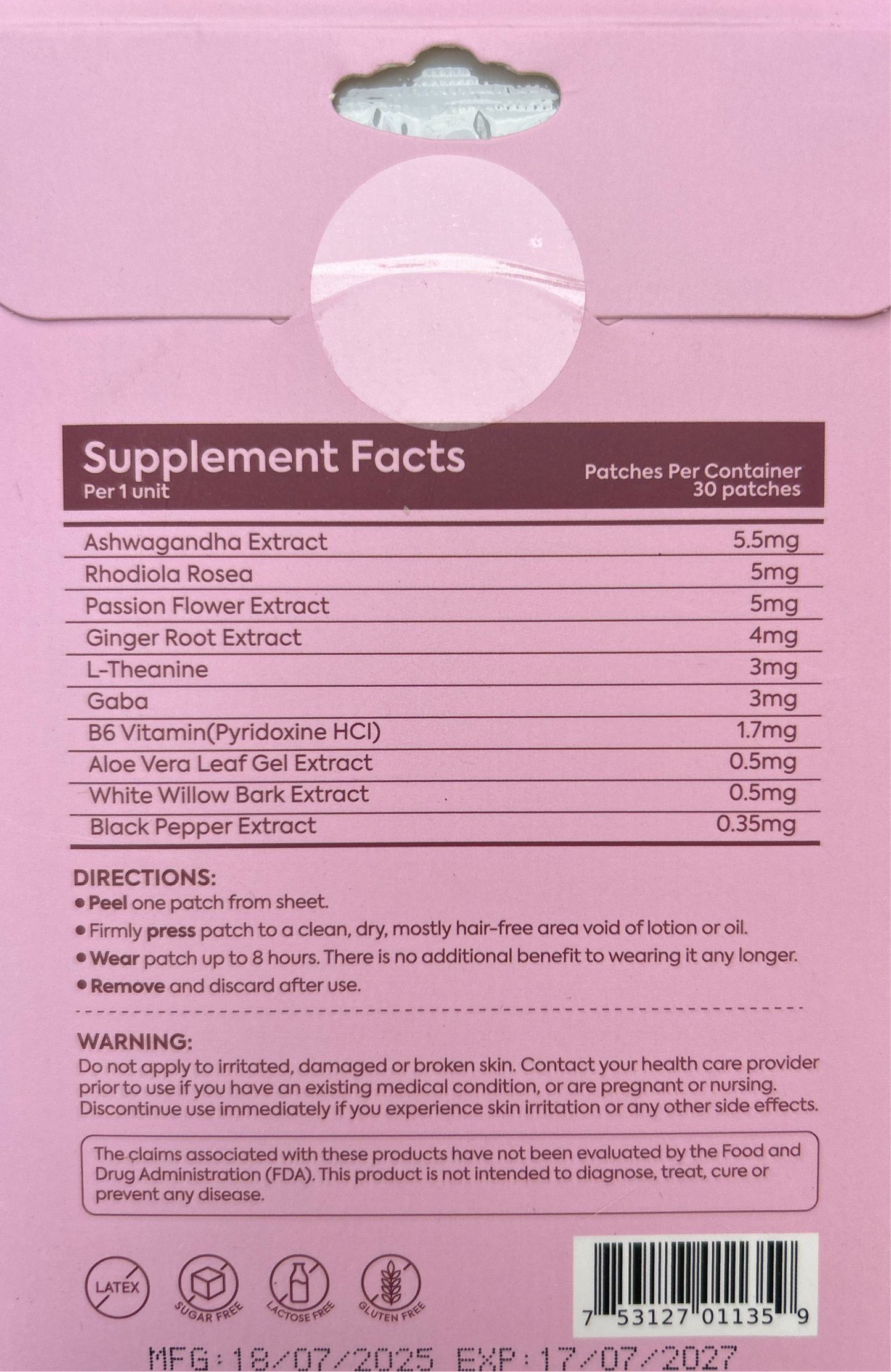 Patch Stash ZEN OUT Relaxation Patch | Ashwagandha + L-Theanine Mood Support Patches – 30 Count, 3” x 3”, Transdermal Calm & Focus Aid