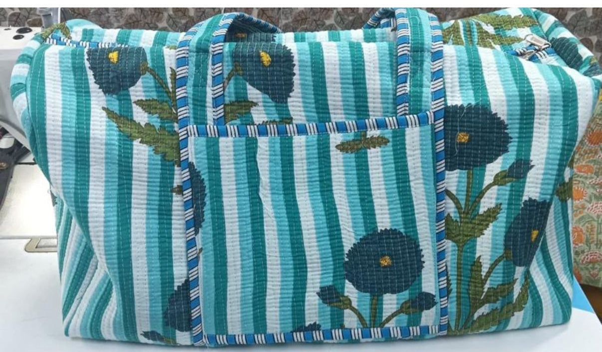 Block Print Quilted Duffel