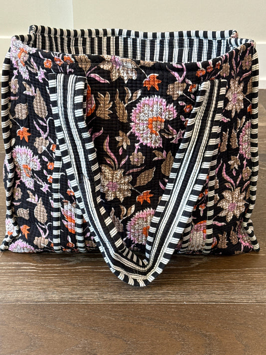 Dark Floral Block Print Bag Collection