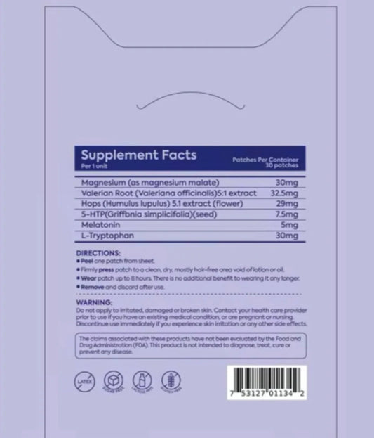 Patch Stash SWEET DREAMS Magnesium + Melatonin Sleep Support Patches – 30 Count, 3” x 3”, Overnight Sleep Aid