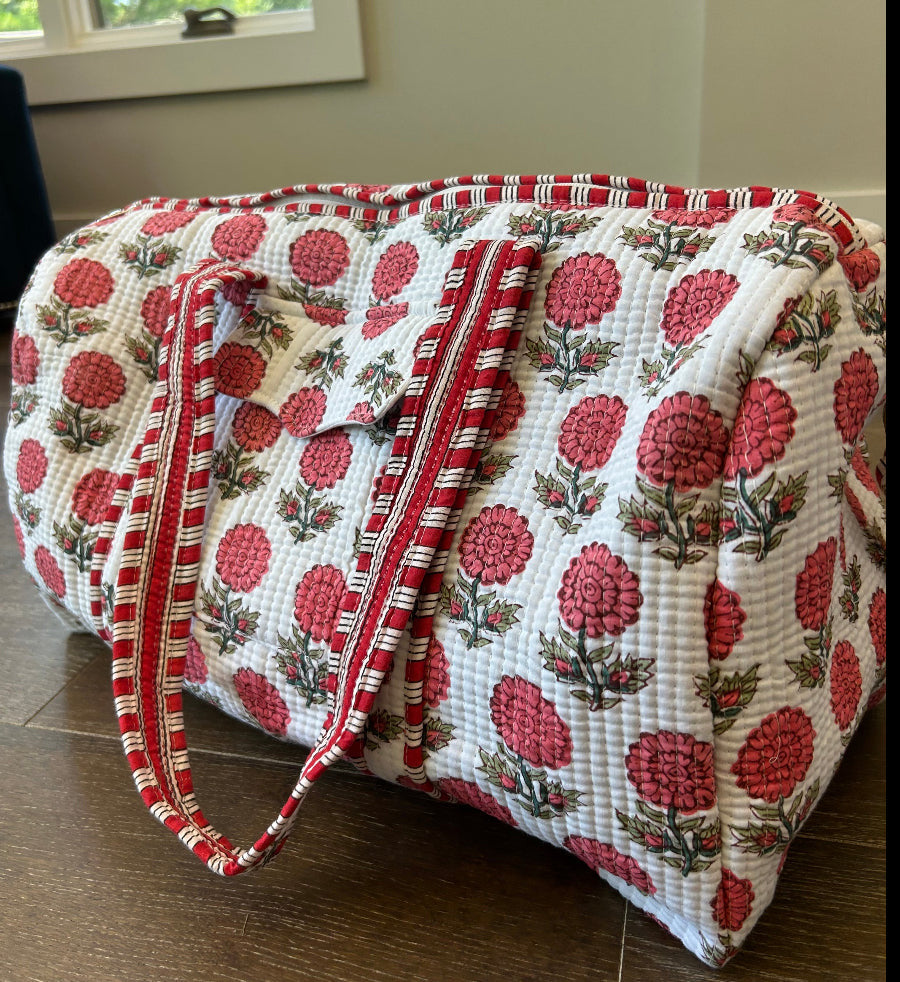 Block Print Quilted Duffel