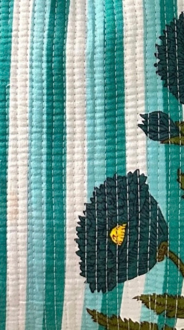 Navy Blossom Stripe Block Print Quilted Bag Collection