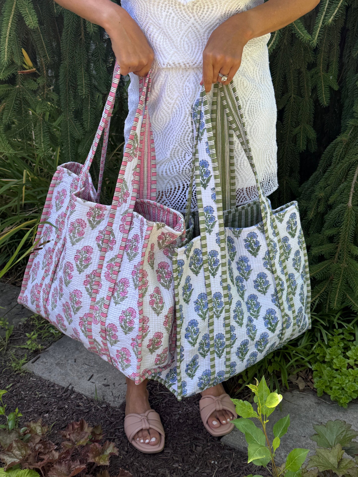 Block Print Quilted Totes