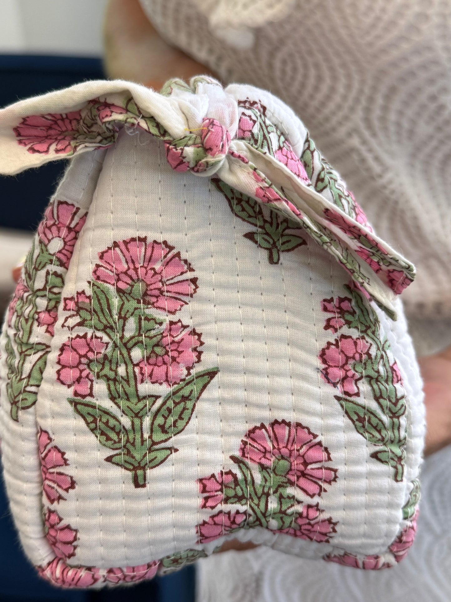 Block Print Cosmetic Bag Set, 3 Piece Set