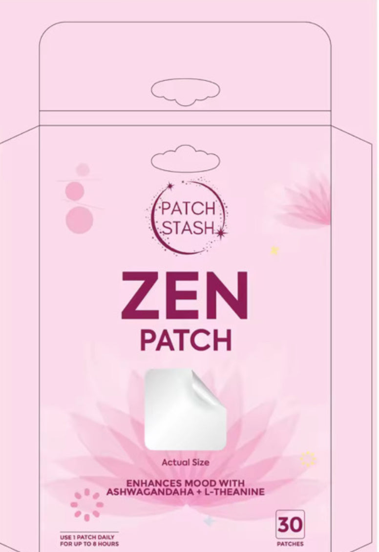 Patch Stash ZEN OUT Relaxation Patch | Ashwagandha + L-Theanine Mood Support Patches – 30 Count, 3” x 3”, Transdermal Calm & Focus Aid