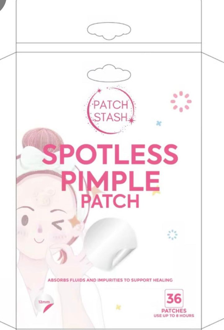 Patch Stash 12mm SPOTLESS Hydrocolloid Pimple Patches – 36 Count, Invisible & Fast-Acting Acne Spot Treatment