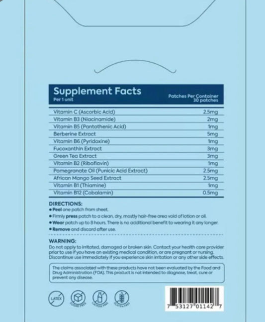 Patch Stash SLIM Metabolic Wellness & GLP-1 Support Patches – 30 Count, 3” x 3”, Transdermal Supplement Patch