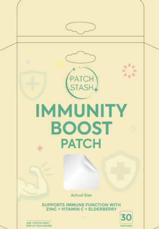 Patch Stash IMMUNITY BOOST  – Zinc + Vitamin C + Elderberry, 30 Count, 3” x 3”, Transdermal Supplement
