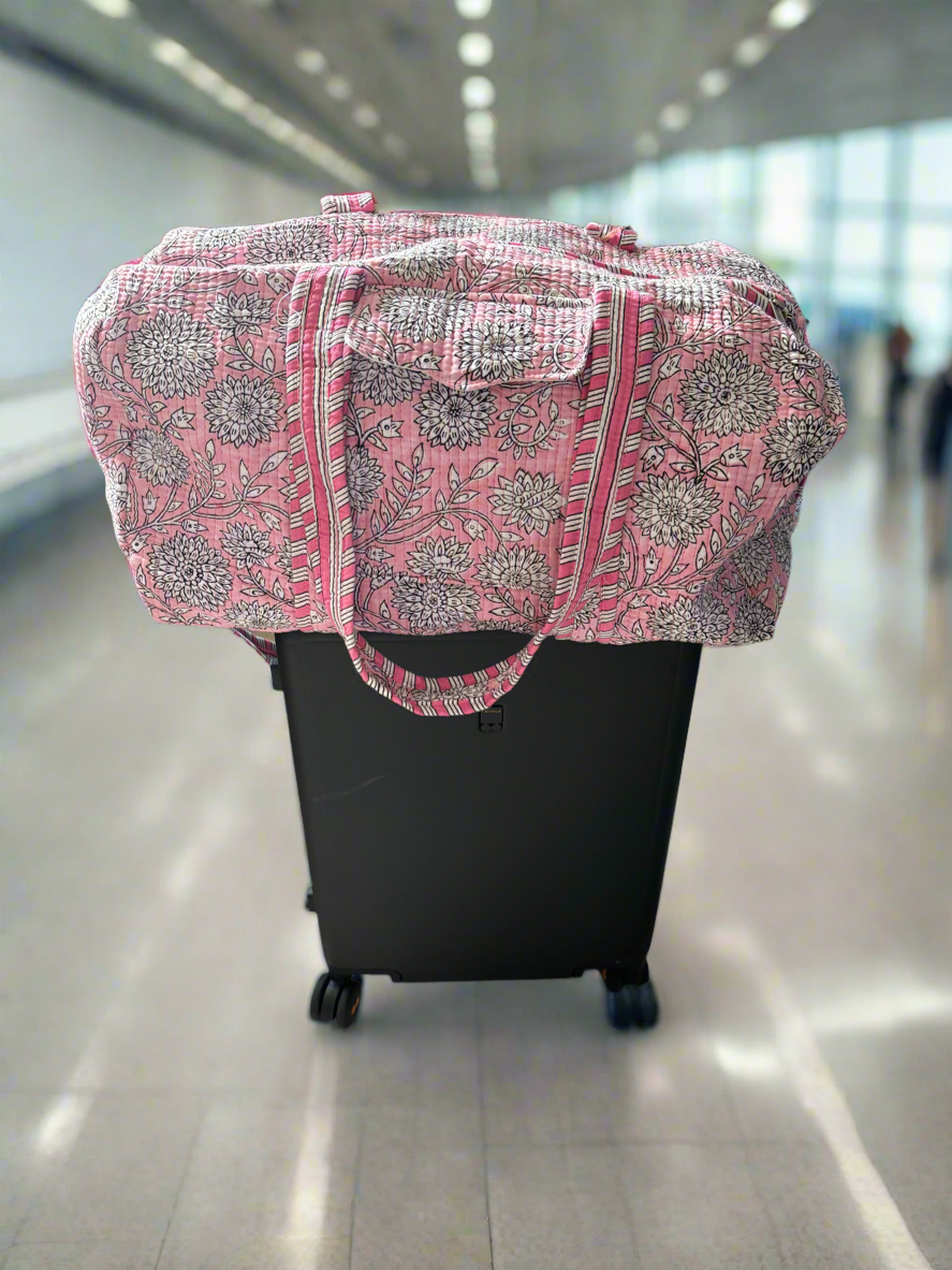 Petal Pink Blossom Block Print Quilted Bag Collection