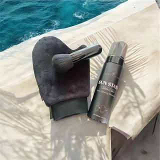 Sun Stash Glow + Go Complete Tanning Kit – Sunless Self-Tanning Foam with Mitt & Brush, 6.3oz