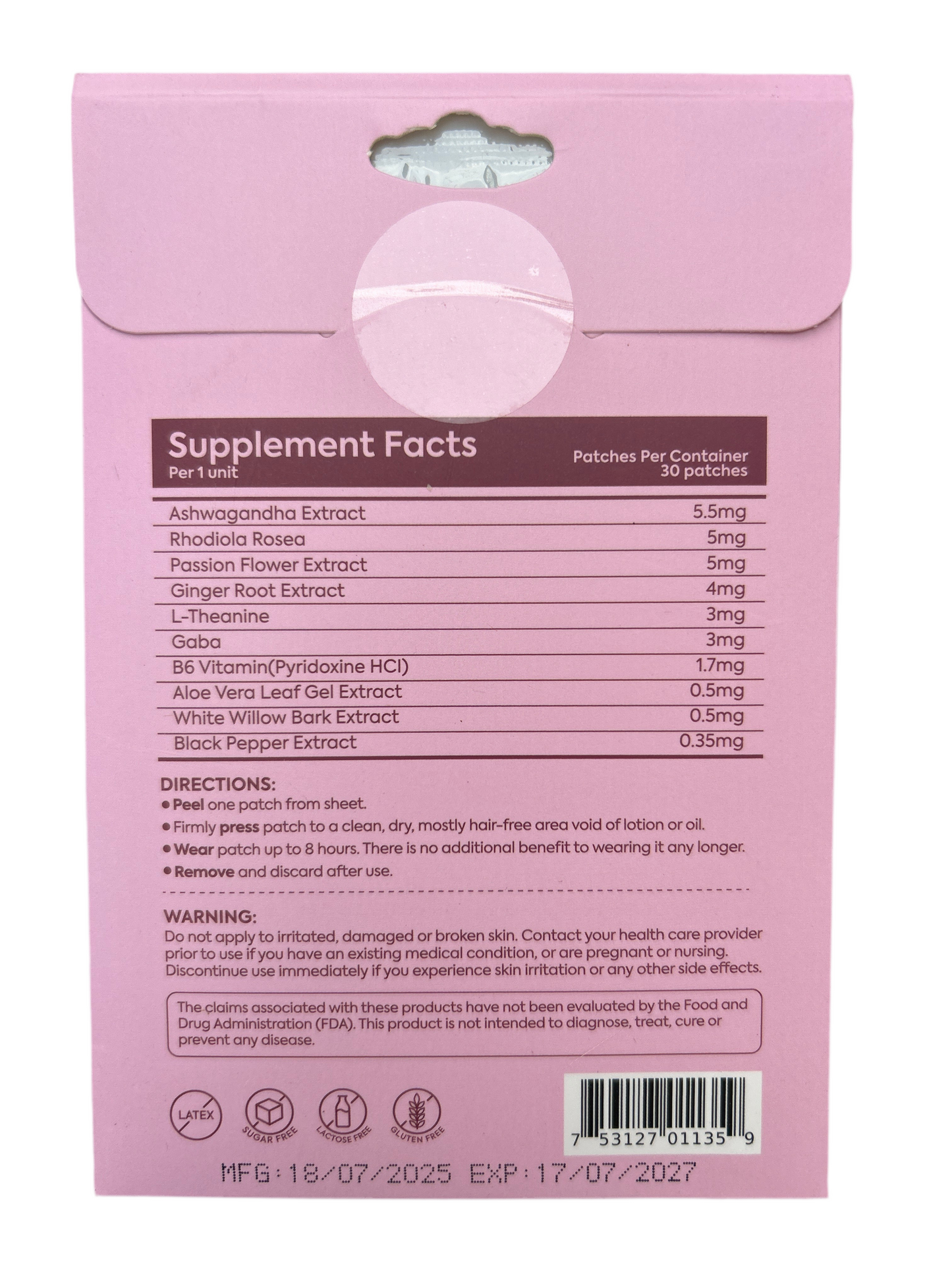 Patch Stash ZEN OUT Relaxation Patch | Ashwagandha + L-Theanine Mood Support Patches – 30 Count, 3” x 3”, Transdermal Calm & Focus Aid