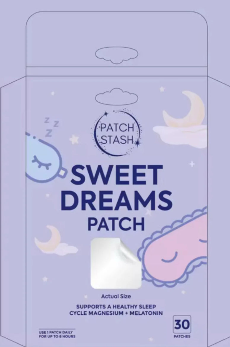 Patch Stash SWEET DREAMS Magnesium + Melatonin Sleep Support Patches – 30 Count, 3” x 3”, Overnight Sleep Aid
