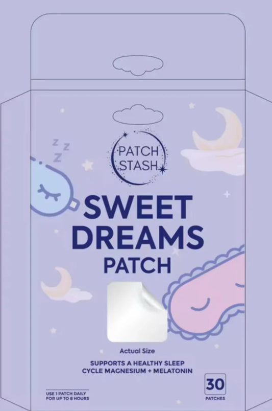 Patch Stash SWEET DREAMS Magnesium + Melatonin Sleep Support Patches – 30 Count, 3” x 3”, Overnight Sleep Aid