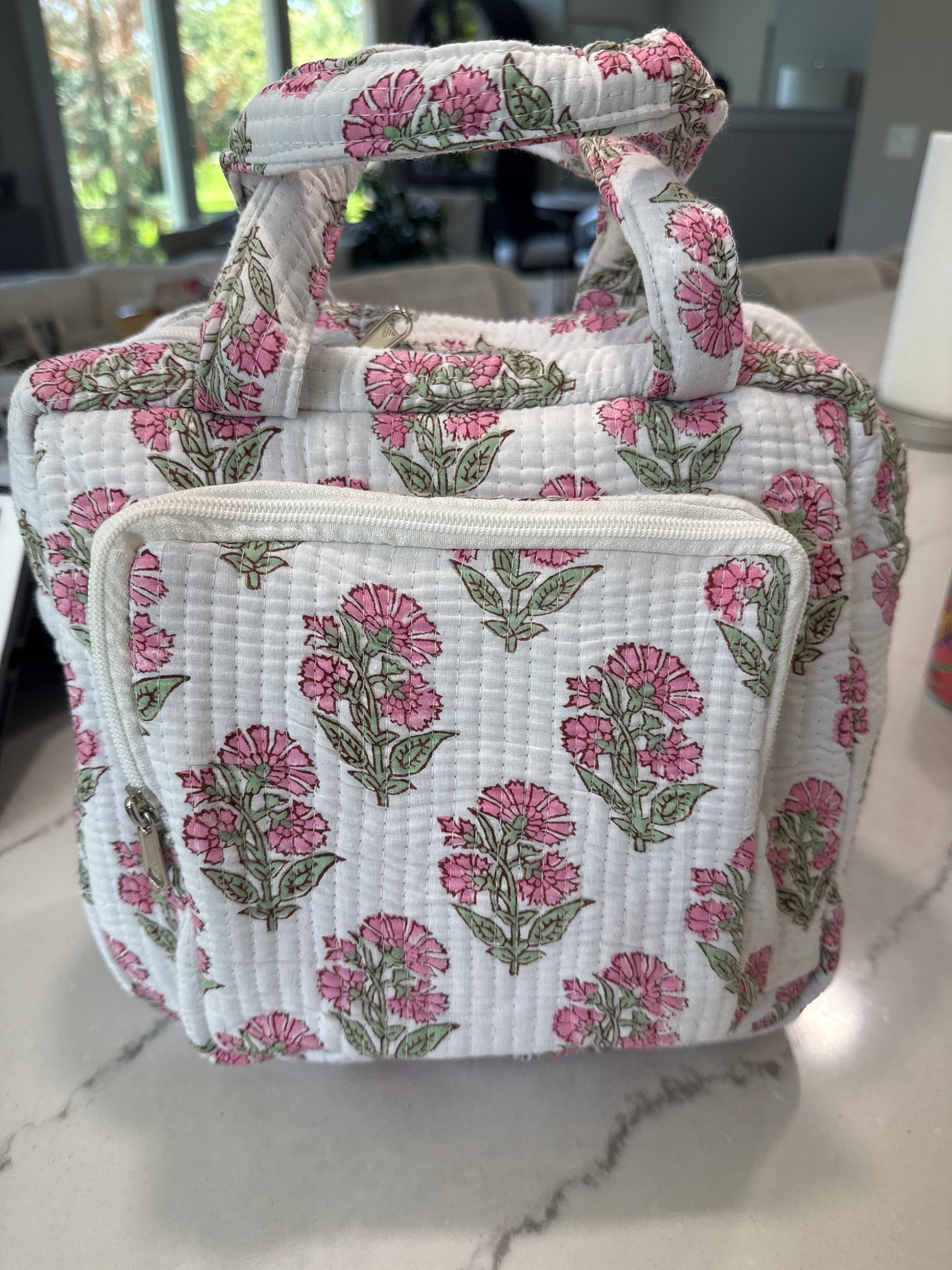 Petal Pink Block Print Quilted Bag Collection