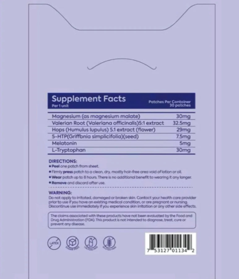 Patch Stash SWEET DREAMS Magnesium + Melatonin Sleep Support Patches – 30 Count, 3” x 3”, Overnight Sleep Aid