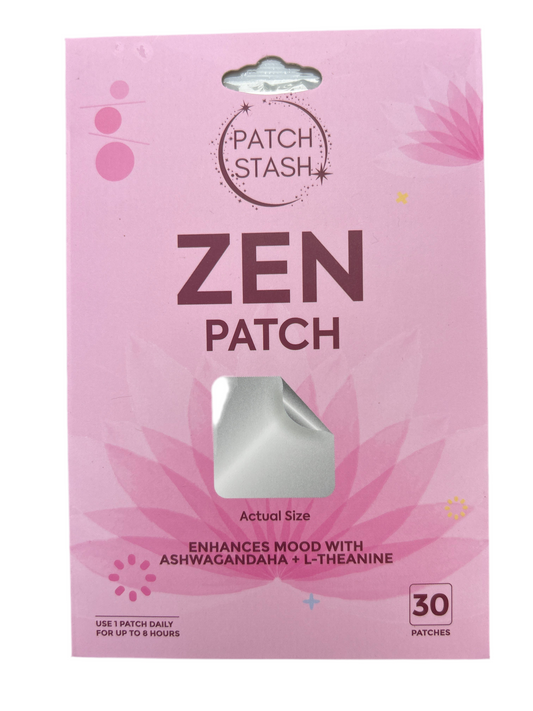 Patch Stash ZEN OUT Relaxation Patch | Ashwagandha + L-Theanine Mood Support Patches – 30 Count, 3” x 3”, Transdermal Calm & Focus Aid