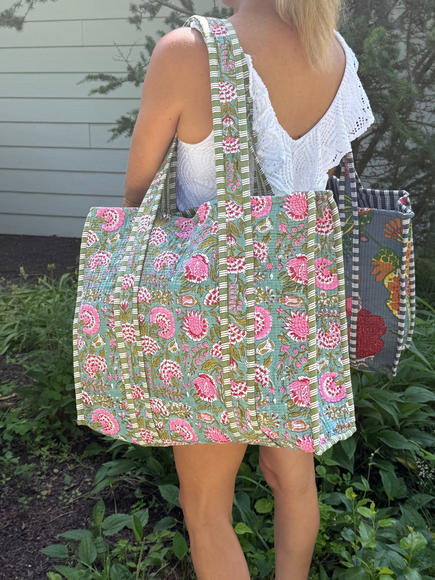 Block Print Quilted Totes