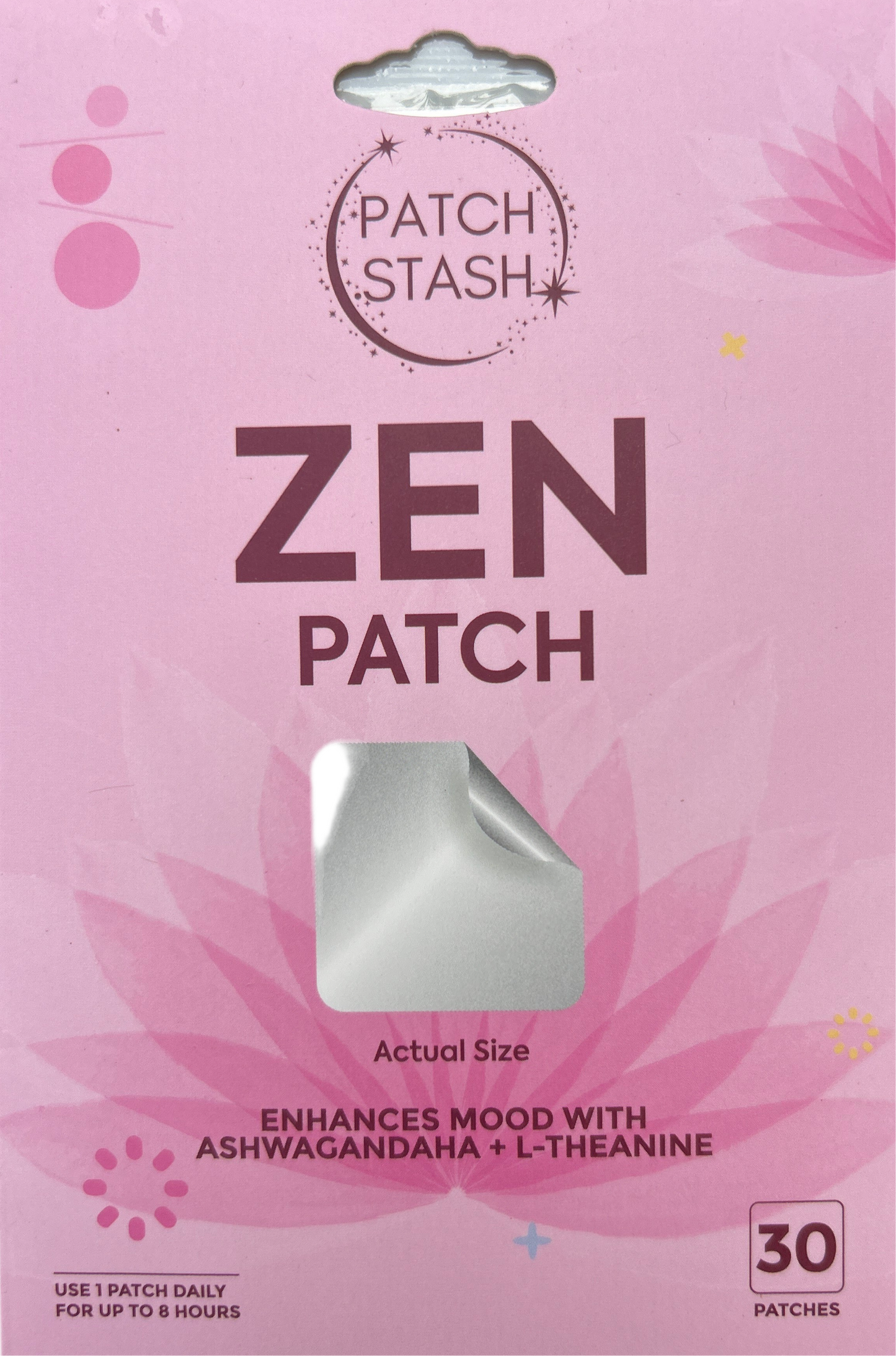 Patch Stash ZEN OUT Relaxation Patch | Ashwagandha + L-Theanine Mood Support Patches – 30 Count, 3” x 3”, Transdermal Calm & Focus Aid