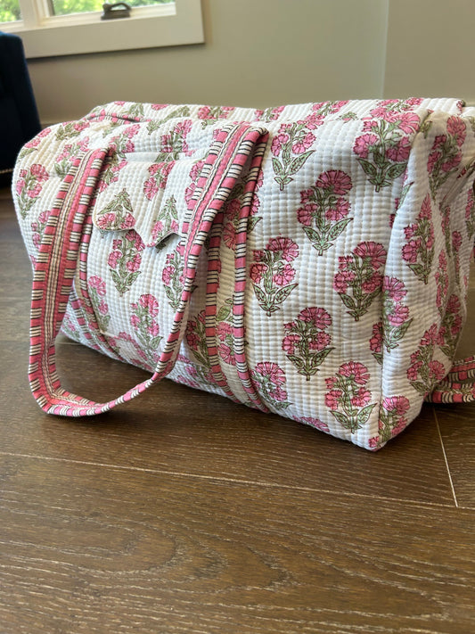 Petal Pink Block Print Quilted Bag Collection