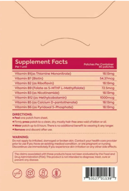 Patch Stash ELECTRIFY B12 Energy Support Patches – 30 Count, 3” x 3”, Transdermal Vitamin B12 Supplement