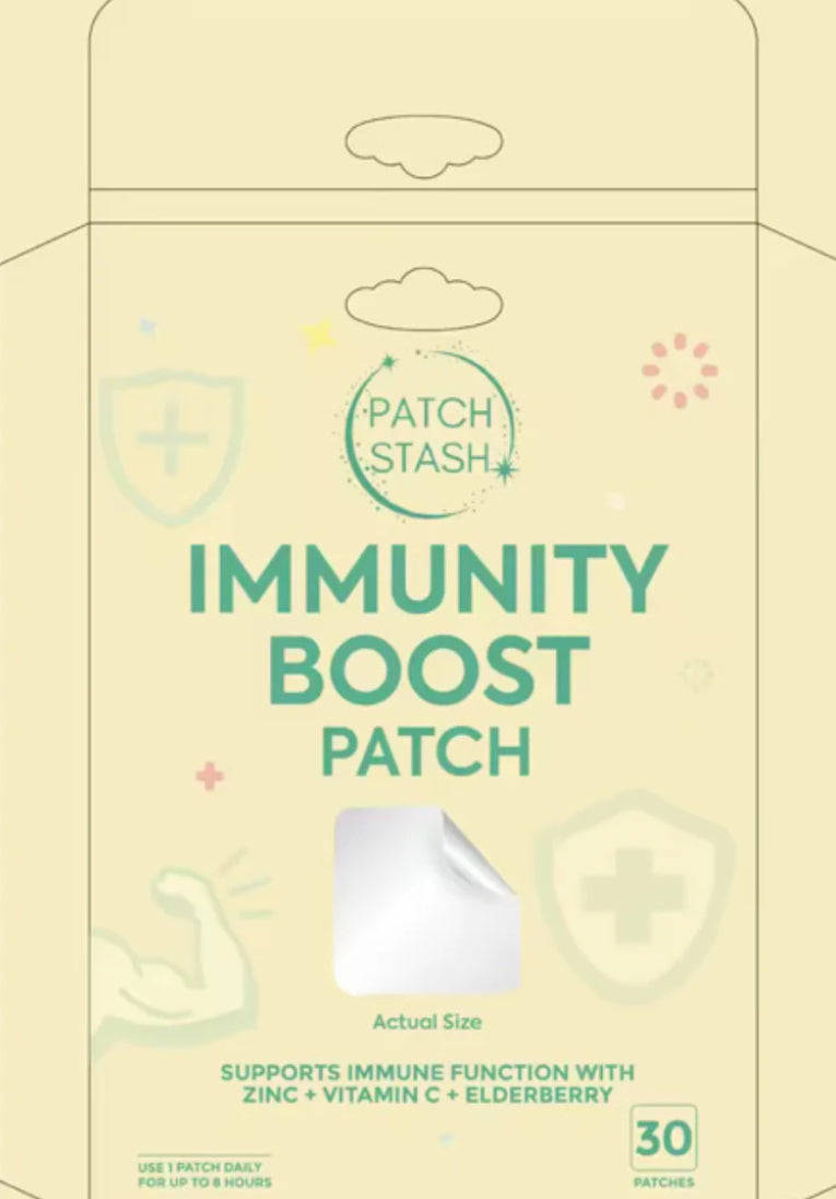Patch Stash IMMUNITY BOOST  – Zinc + Vitamin C + Elderberry, 30 Count, 3” x 3”, Transdermal Supplement