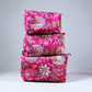 Fuchsia Bloom Block Print Quilted Bag Collection