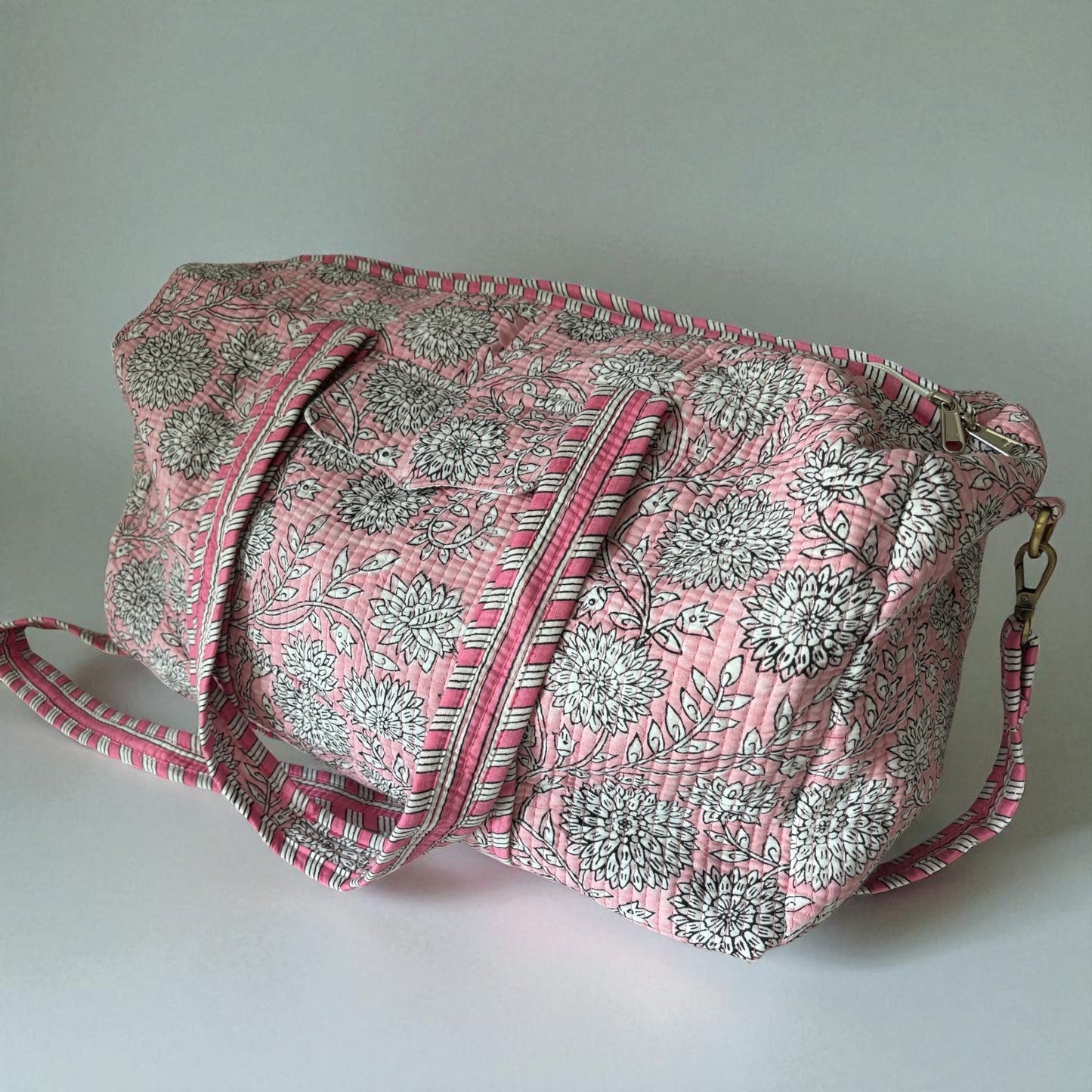 Petal Pink Blossom Block Print Quilted Bag Collection