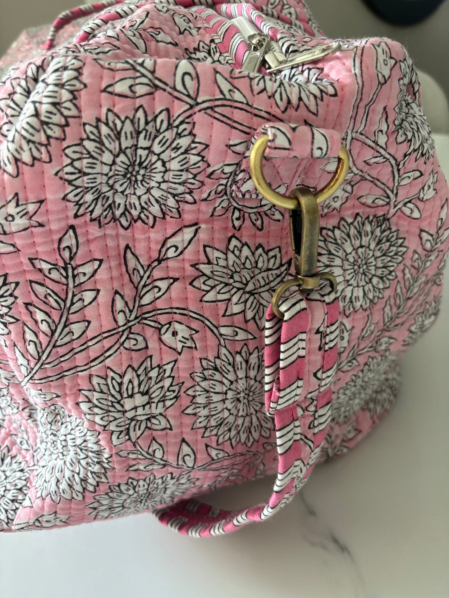 Petal Pink Blossom Block Print Quilted Bag Collection