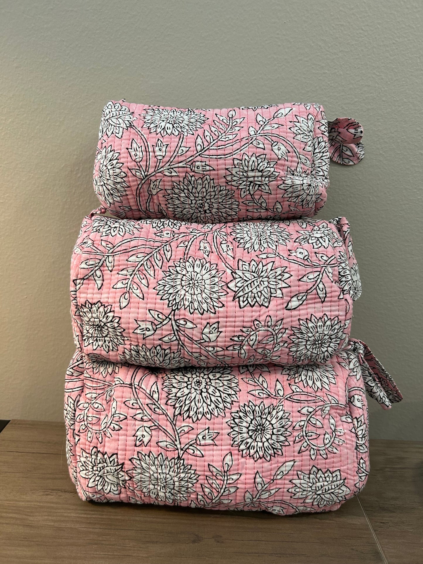 Petal Pink Blossom Block Print Quilted Bag Collection