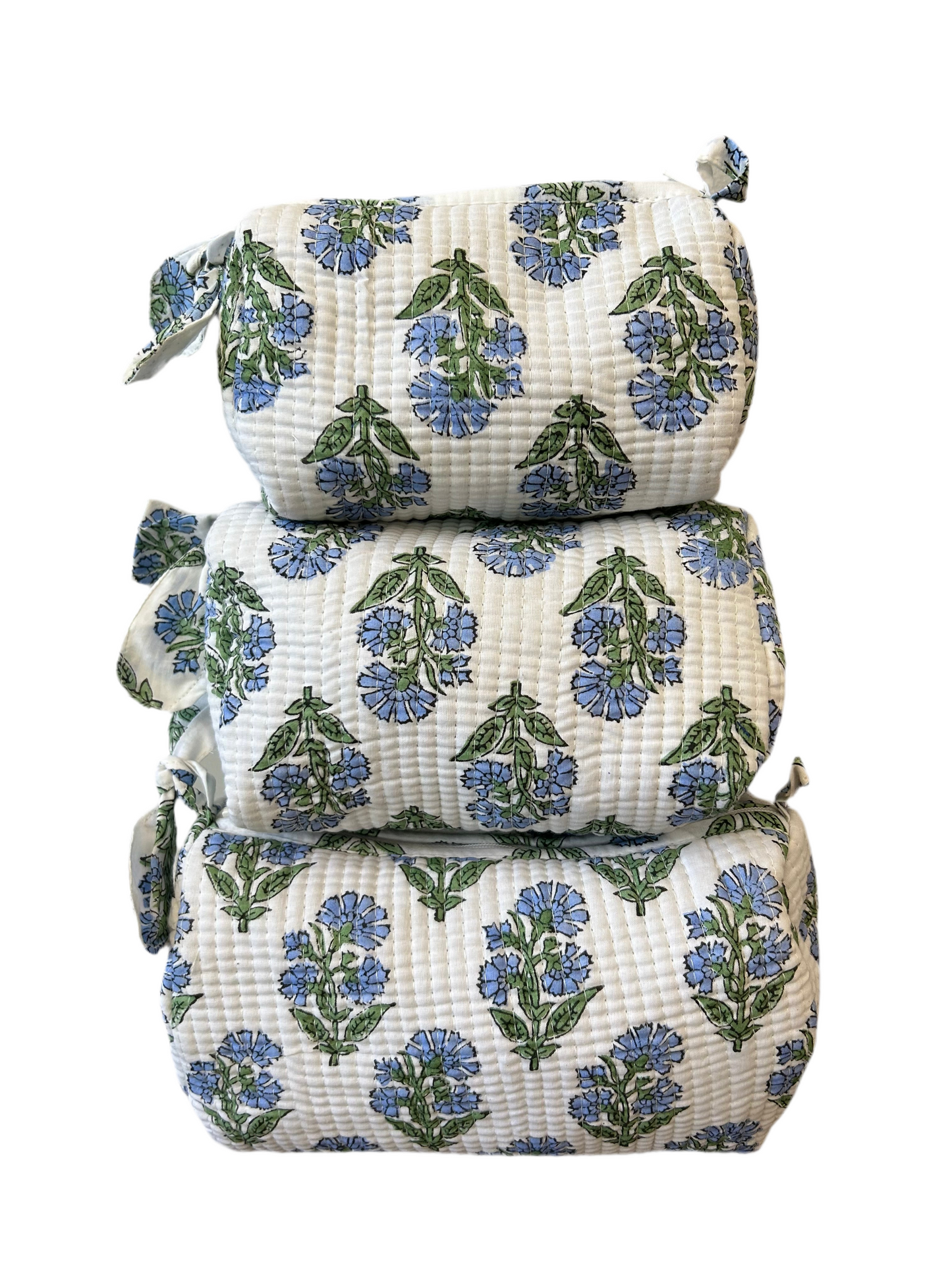 Block Print Cosmetic Bag Set, 3 Piece Set