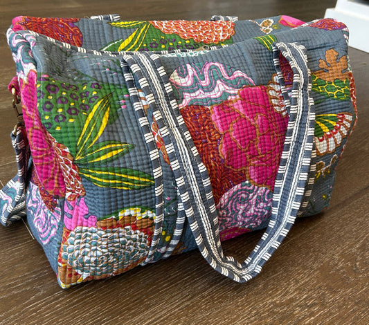 Floral Pops Block Print Quilted Bag Collection