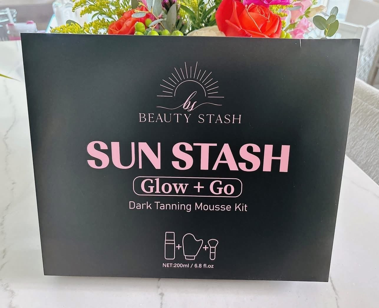 Sun Stash Glow + Go Complete Tanning Kit – Sunless Self-Tanning Foam with Mitt & Brush, 6.3oz